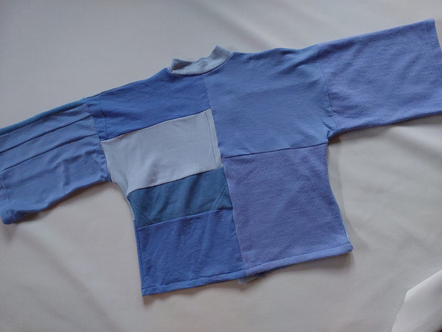 Upcycled Merino Wool Short Kimono in sky blue/ periwinkle