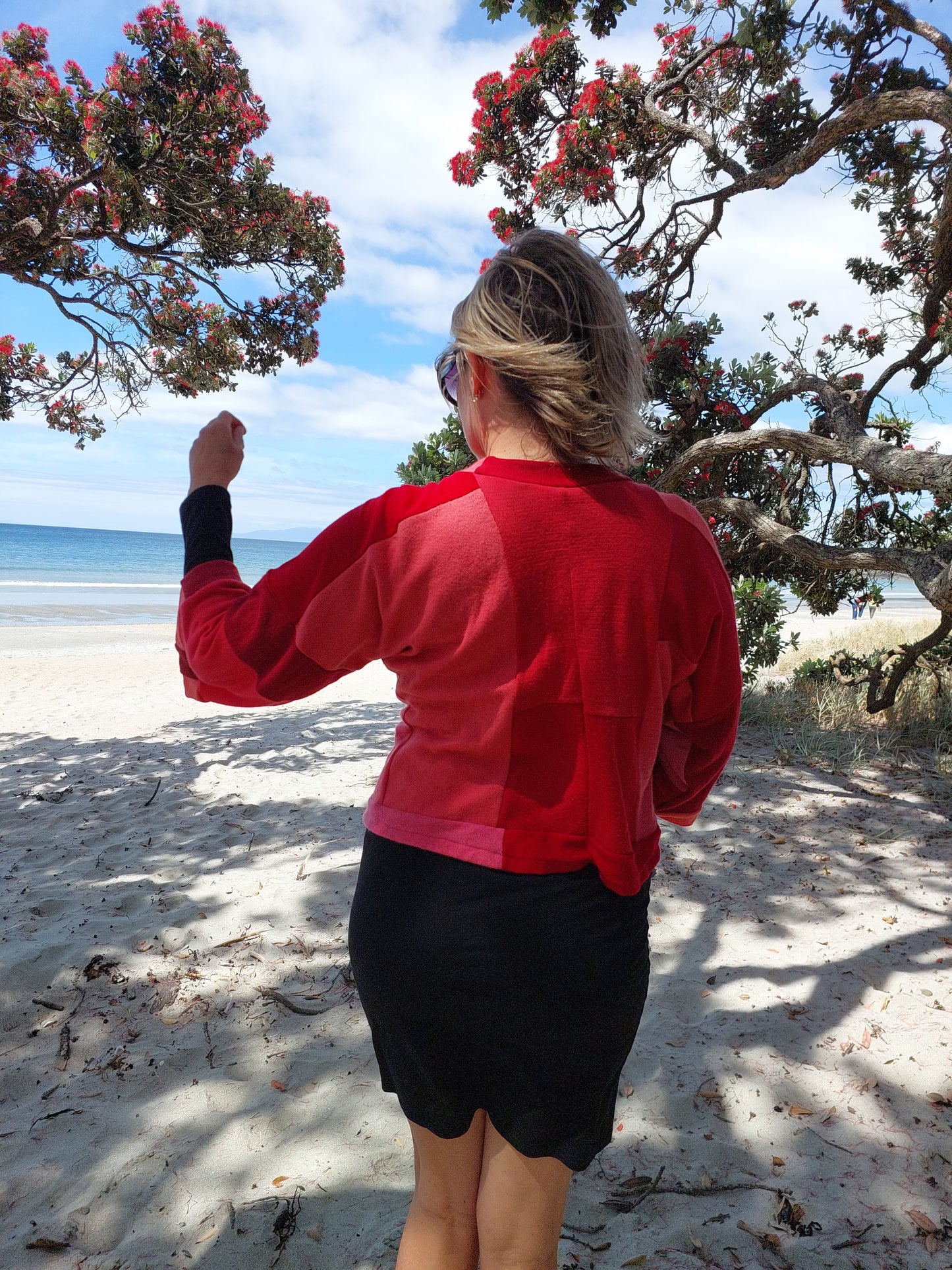 Merino Wool Short Kimono Reds