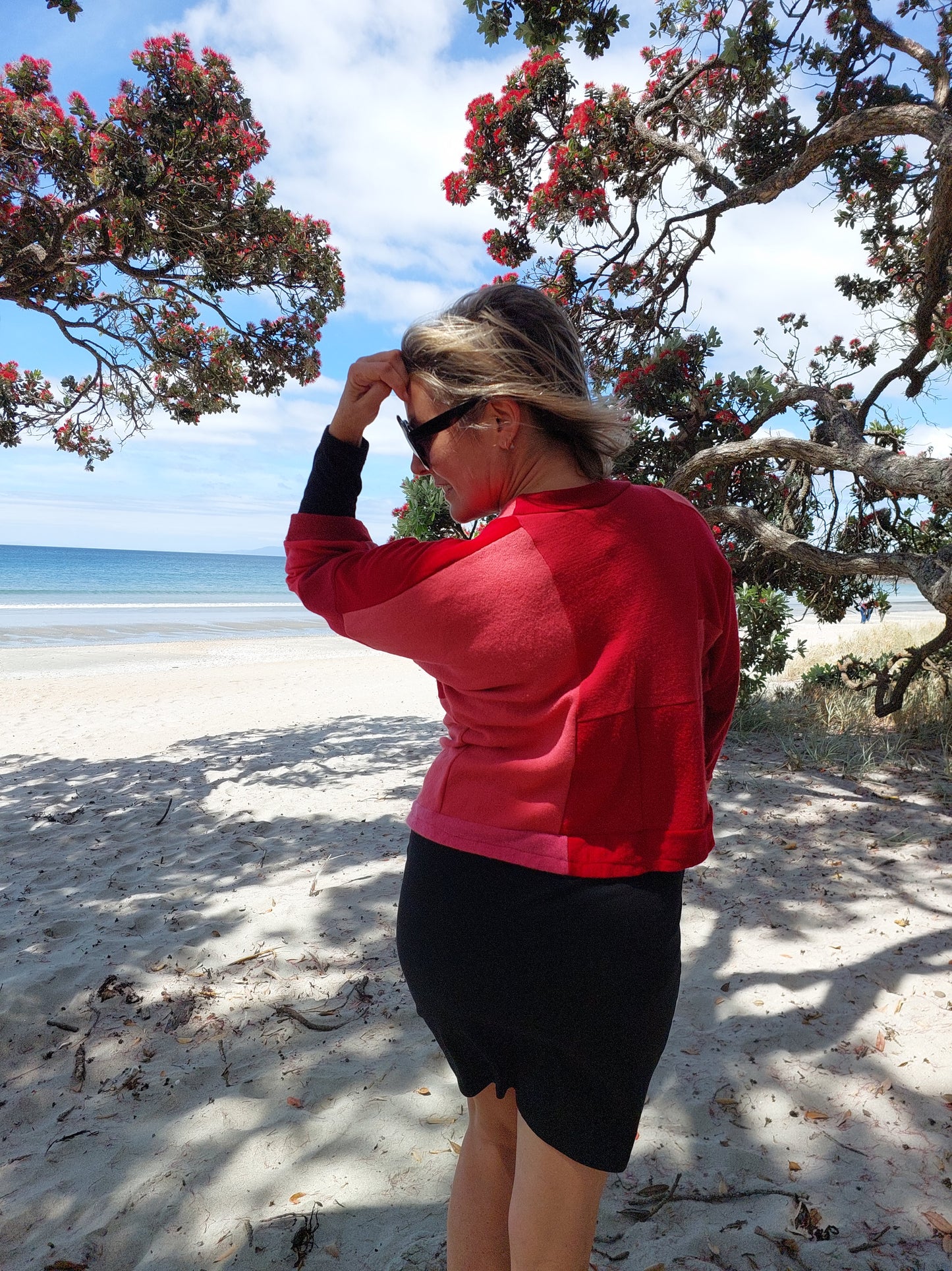 Merino Wool Short Kimono Reds