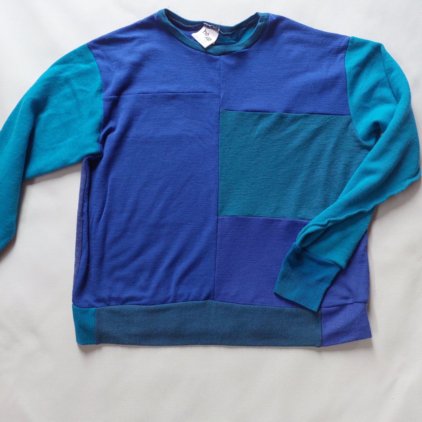 Unisex Merino Sweater Navy and Royal and emerald green MEDIUM