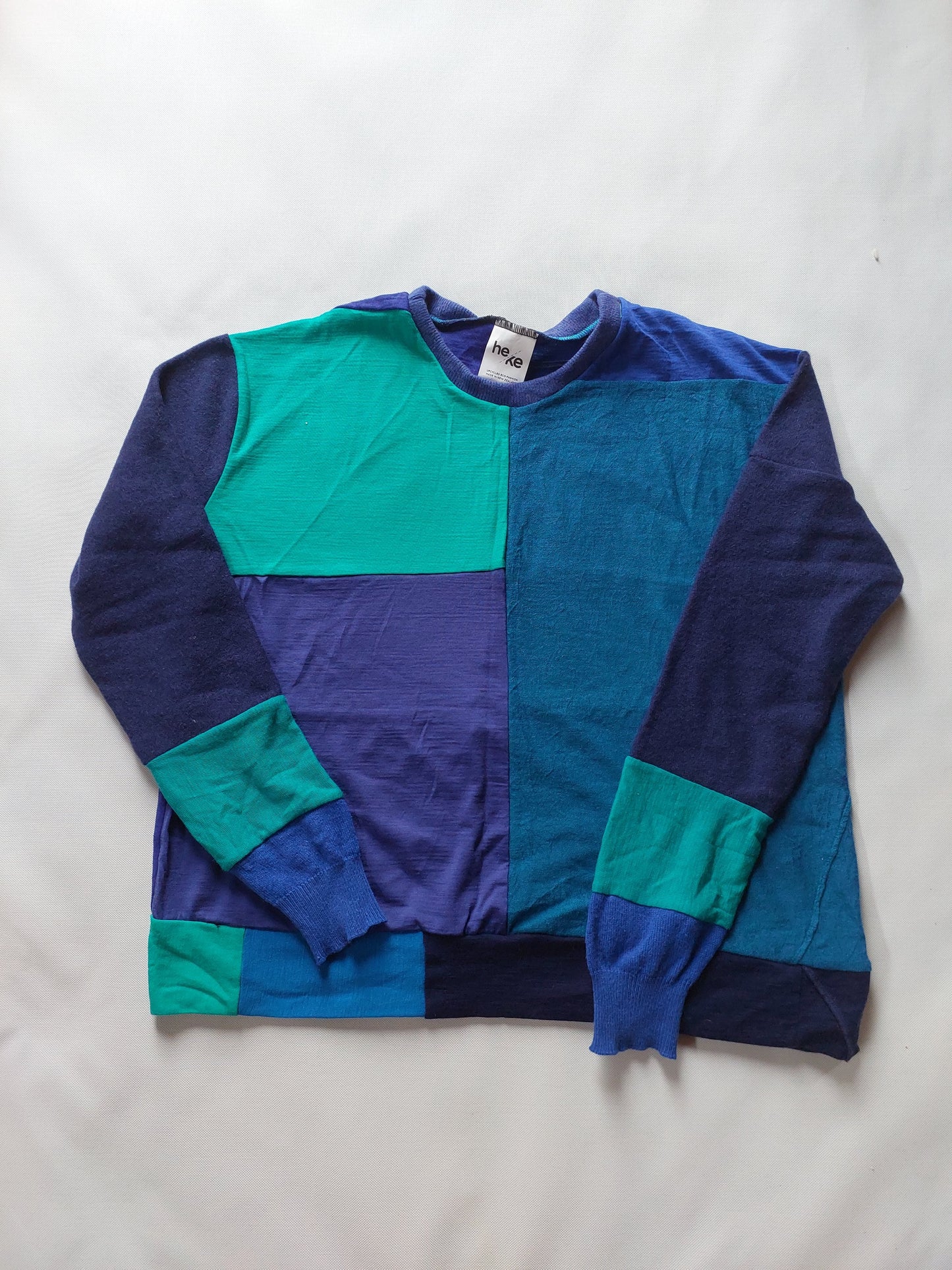 Unisex Merino Sweater Navy and Teal MEDIUM