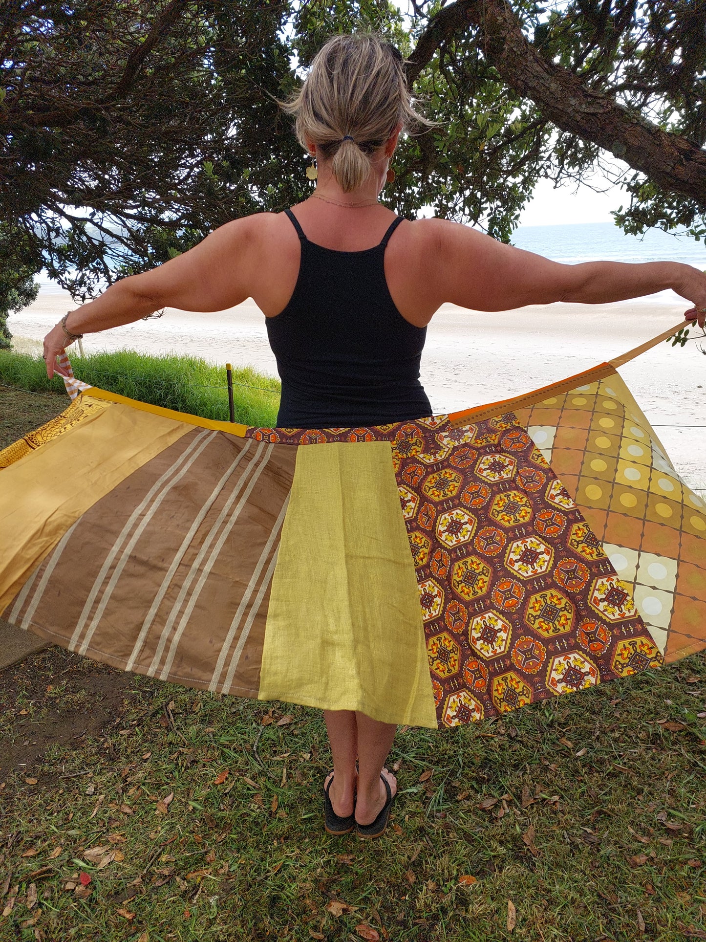 Yellow Retro print wrap skirt