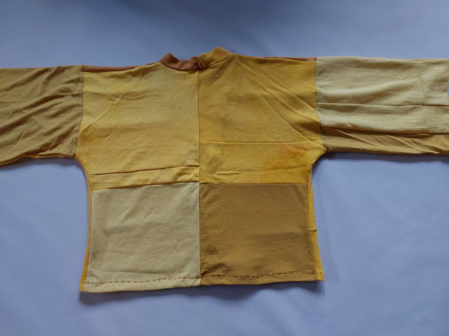 Upcycled Merino Wool Short Kimono in mustard yellow