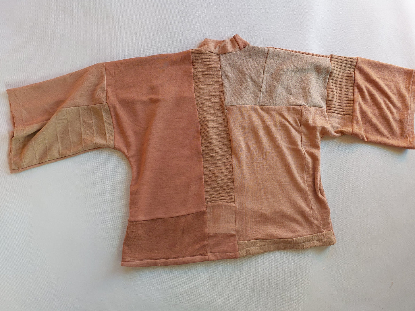 Upcycled Merino Wool Short Kimono caramel latte