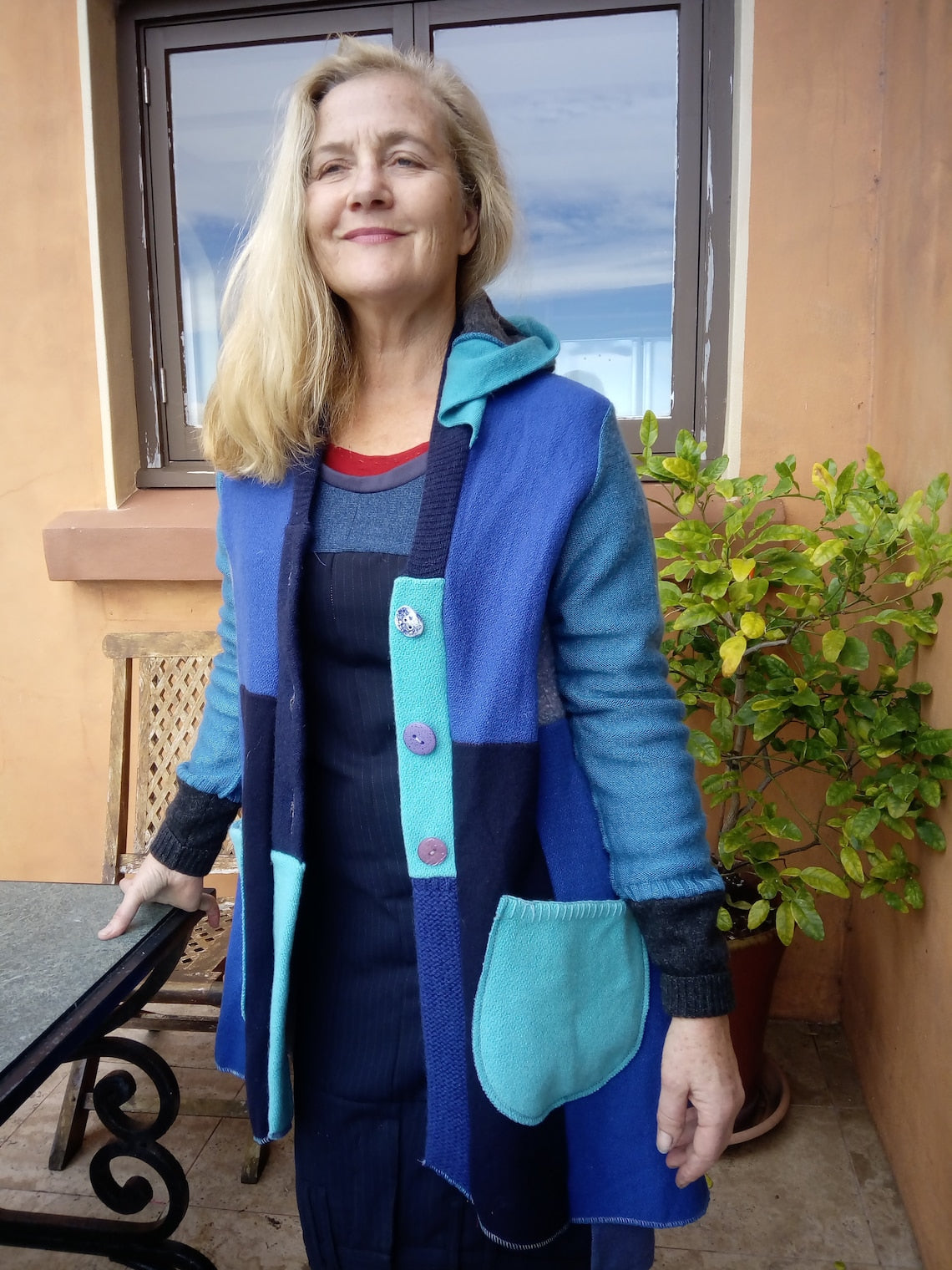 Upcycled Sweatercoat Women Boho Cardigan With Hood Wool