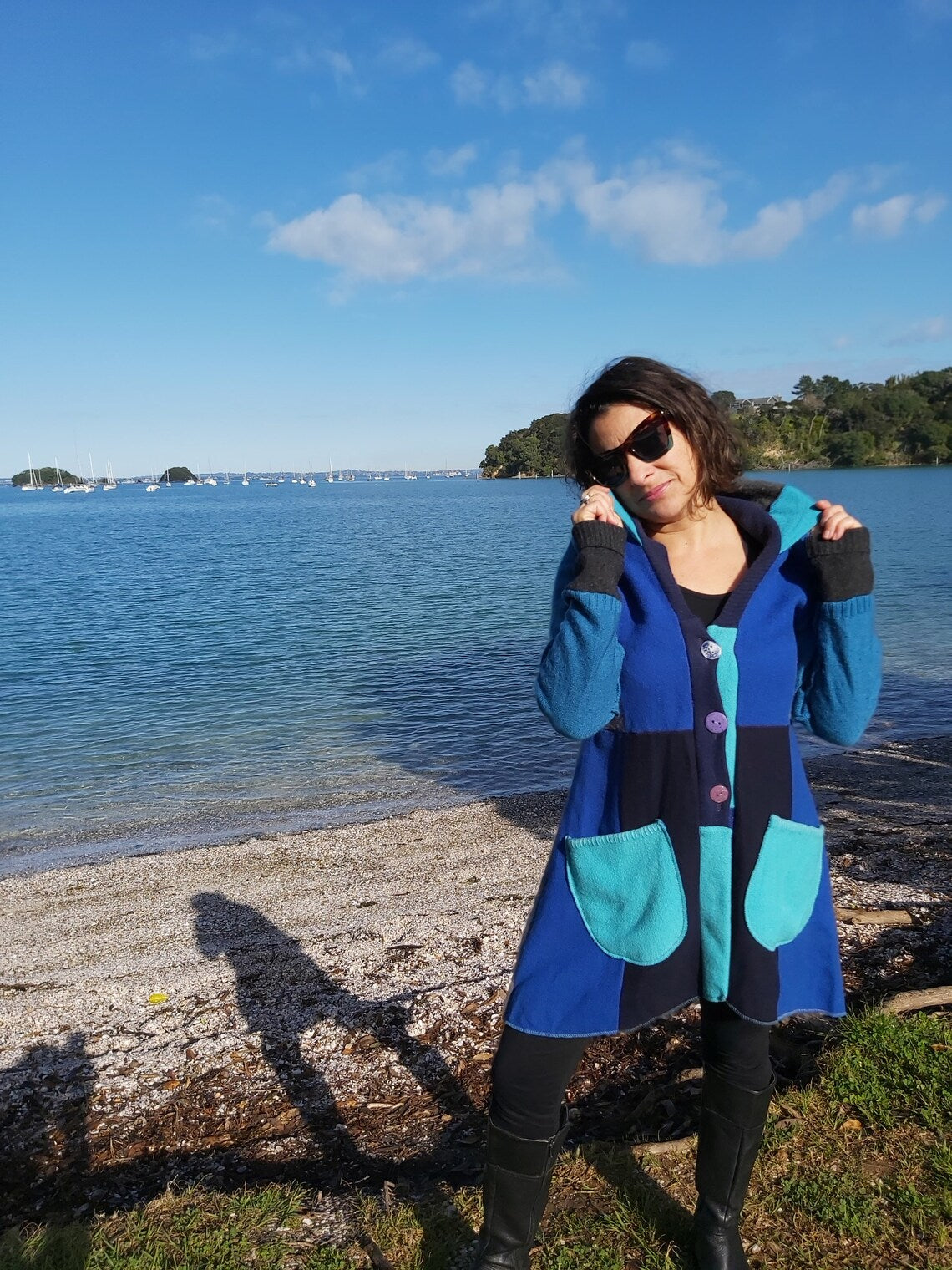 Upcycled Sweatercoat Women Boho Cardigan With Hood Wool