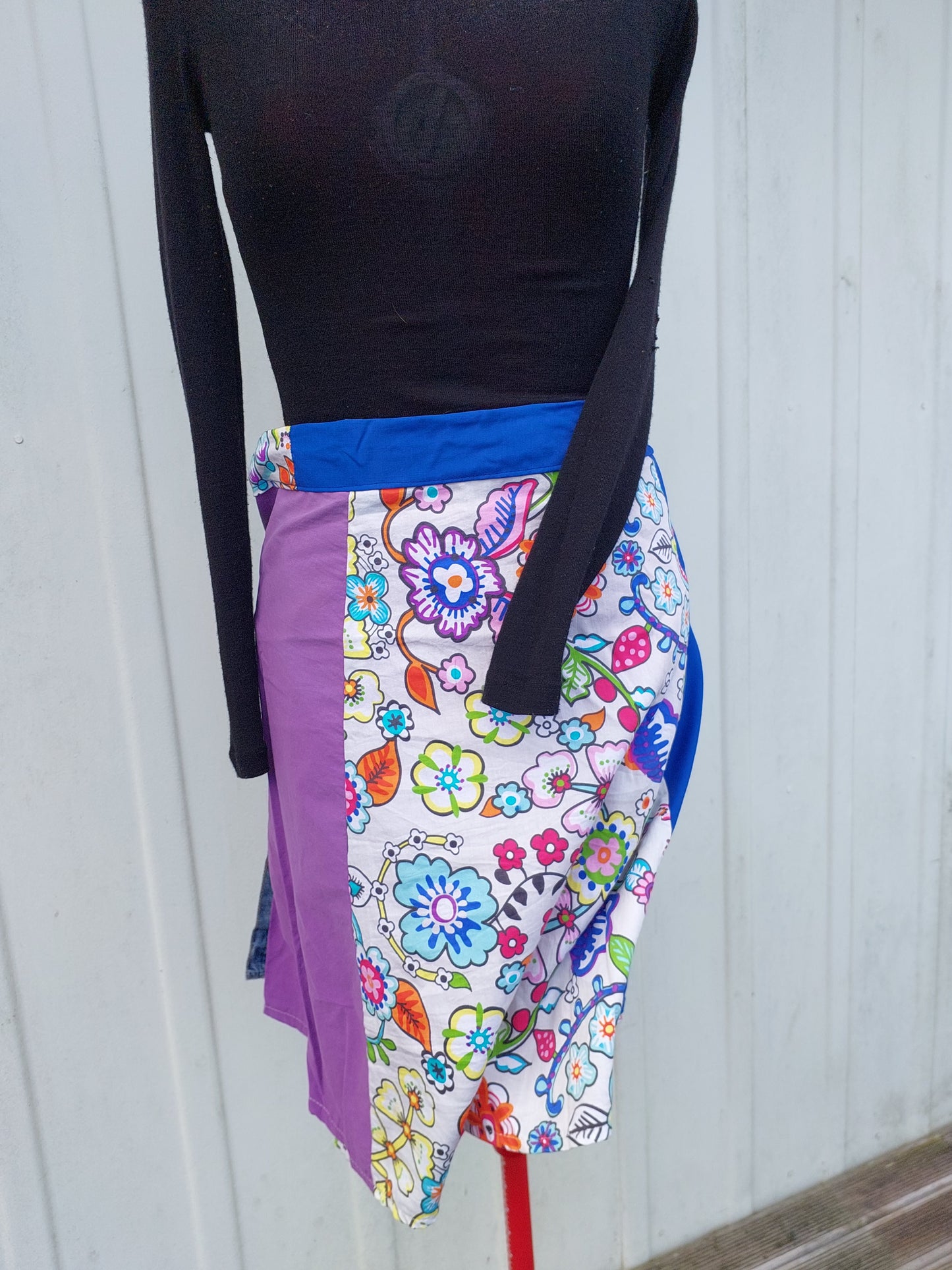 blue to purple and pink upcycled wrap skirt