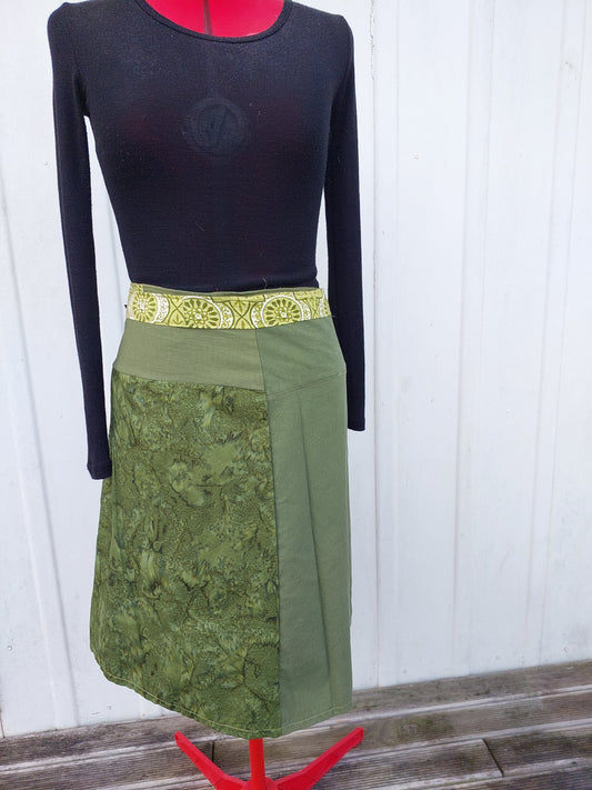 olive green , sage, kakhi upcycled wrap skirt