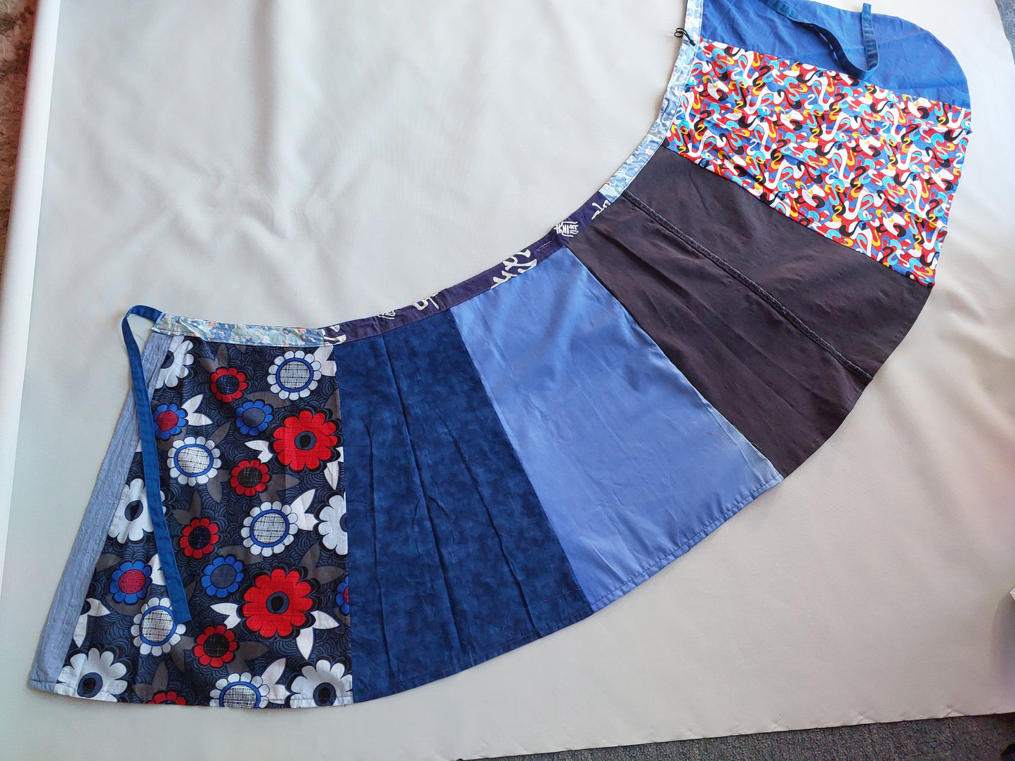 royal blue, bold florals upcycled wrap skirt