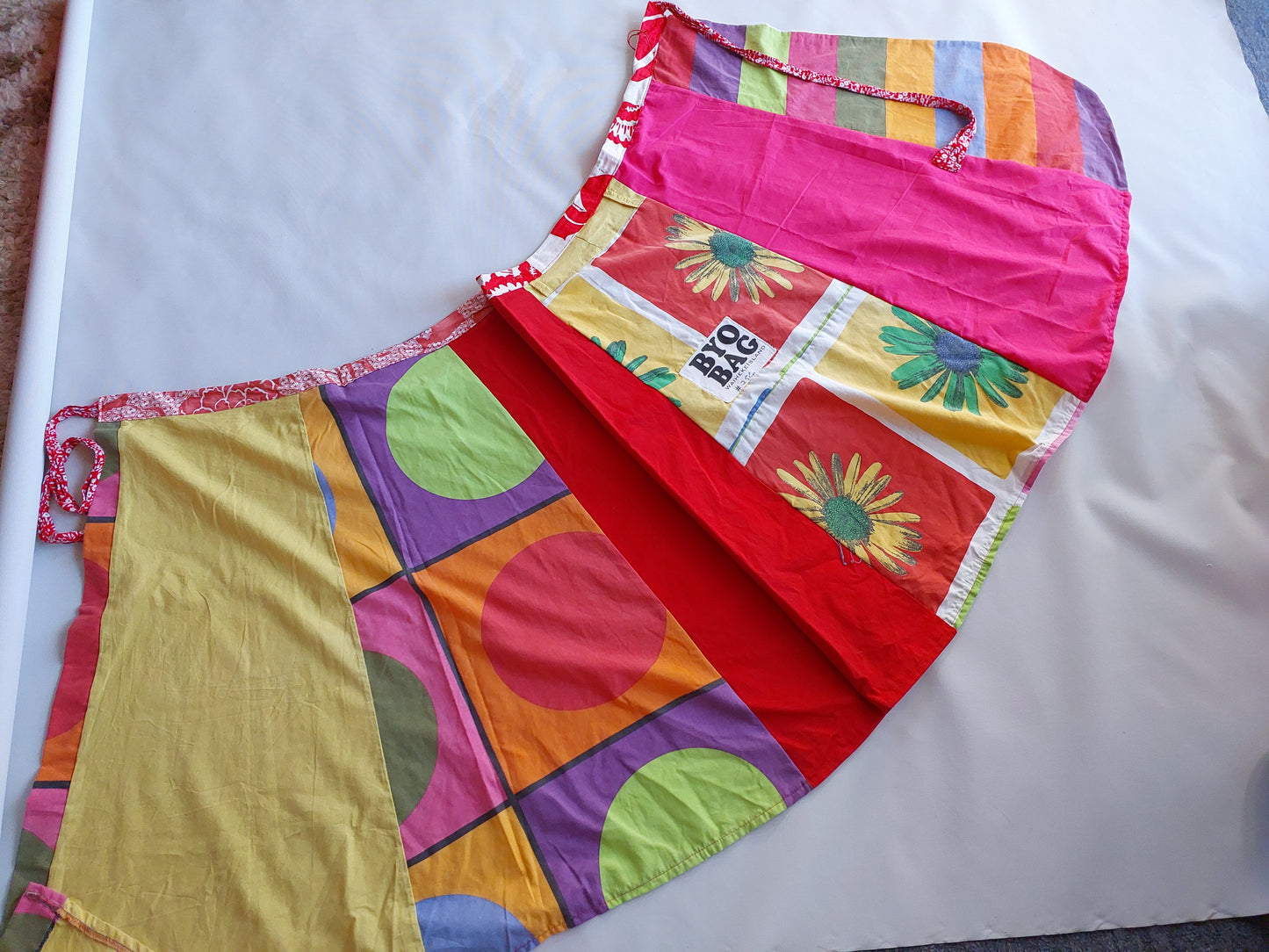 LONG wrap skirt bold red and pink