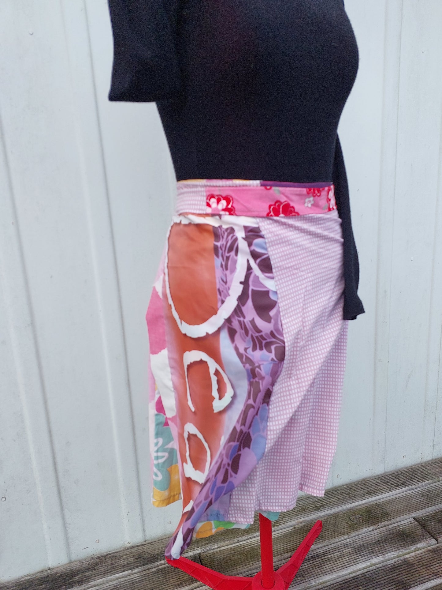 blue to purple and pink upcycled wrap skirt