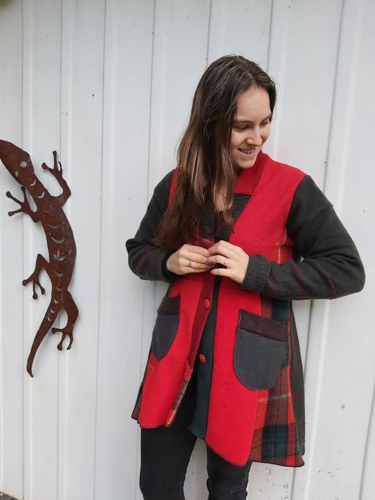 Upcycled Sweatercoat for Women Boho Cardigan Blanket - Heke design