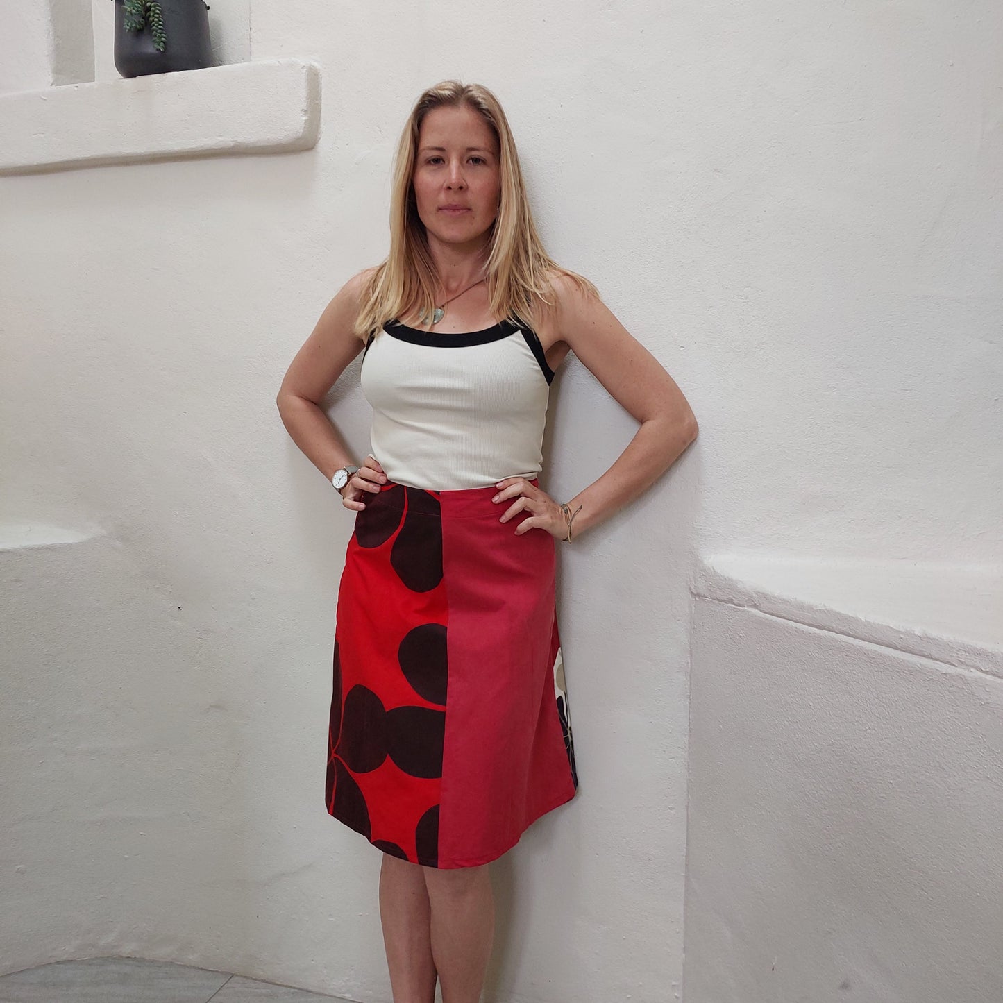 Dark reds floral prints wrap skirt