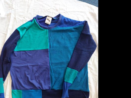 Royal blue and jade Unisex Merino Sweater MEDIUM