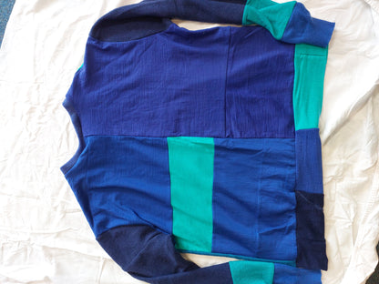Royal blue and jade Unisex Merino Sweater MEDIUM
