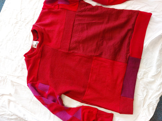 Earthy red with diamond pattern sleeves Unisex Merino Sweater MEDIUM