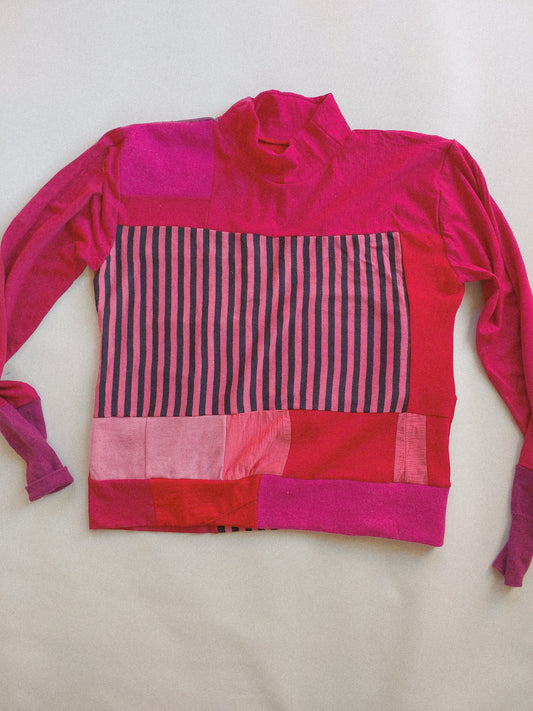 Unisex Merino turtleneck Sweater Fucsia pink MEDIUM