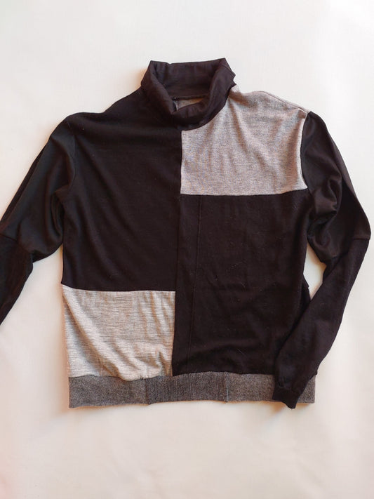 Unisex Merino turtleneck sweater Black/ grey medium