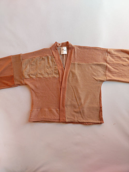 Upcycled Merino Wool Short Kimono  caramel latte