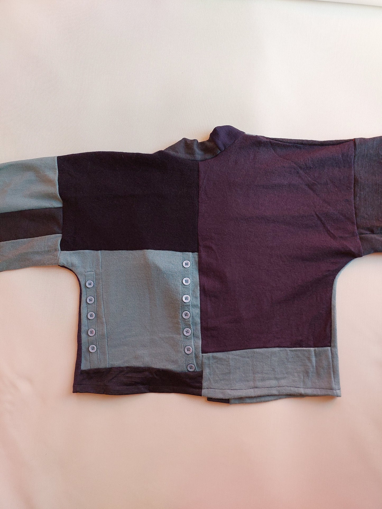 Upcycled Merino Wool Short Kimono smokey soft blue