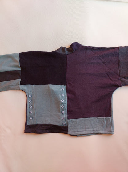 Upcycled Merino Wool Short Kimono smokey soft blue