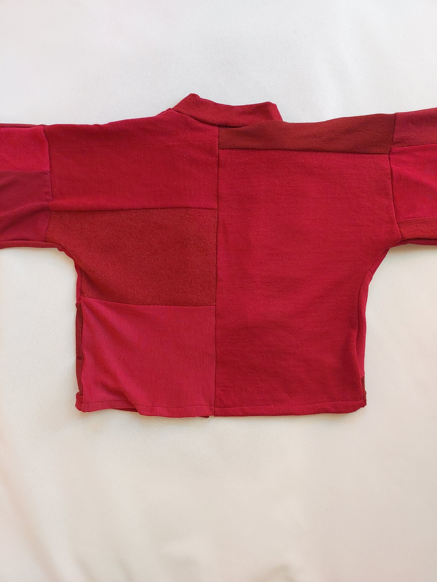 Upcycled Merino Wool Short Kimono  burgandy merlot