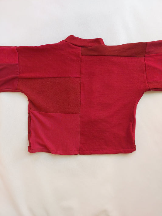 Upcycled Merino Wool Short Kimono  burgandy merlot