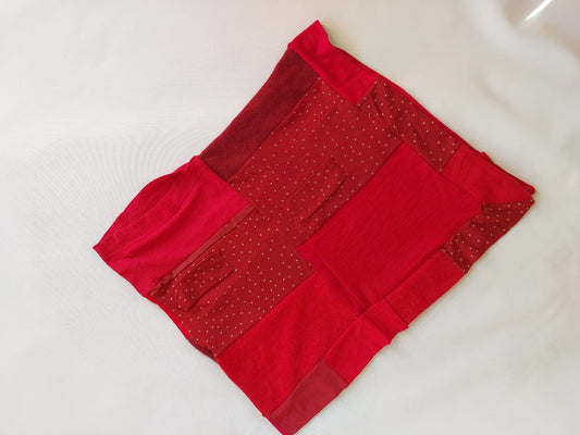 Red and spots merino poncho