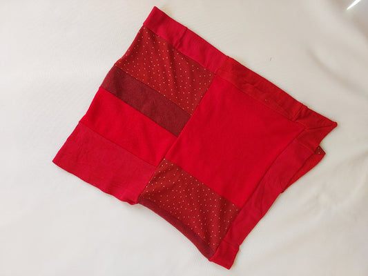 Red and spots merino poncho