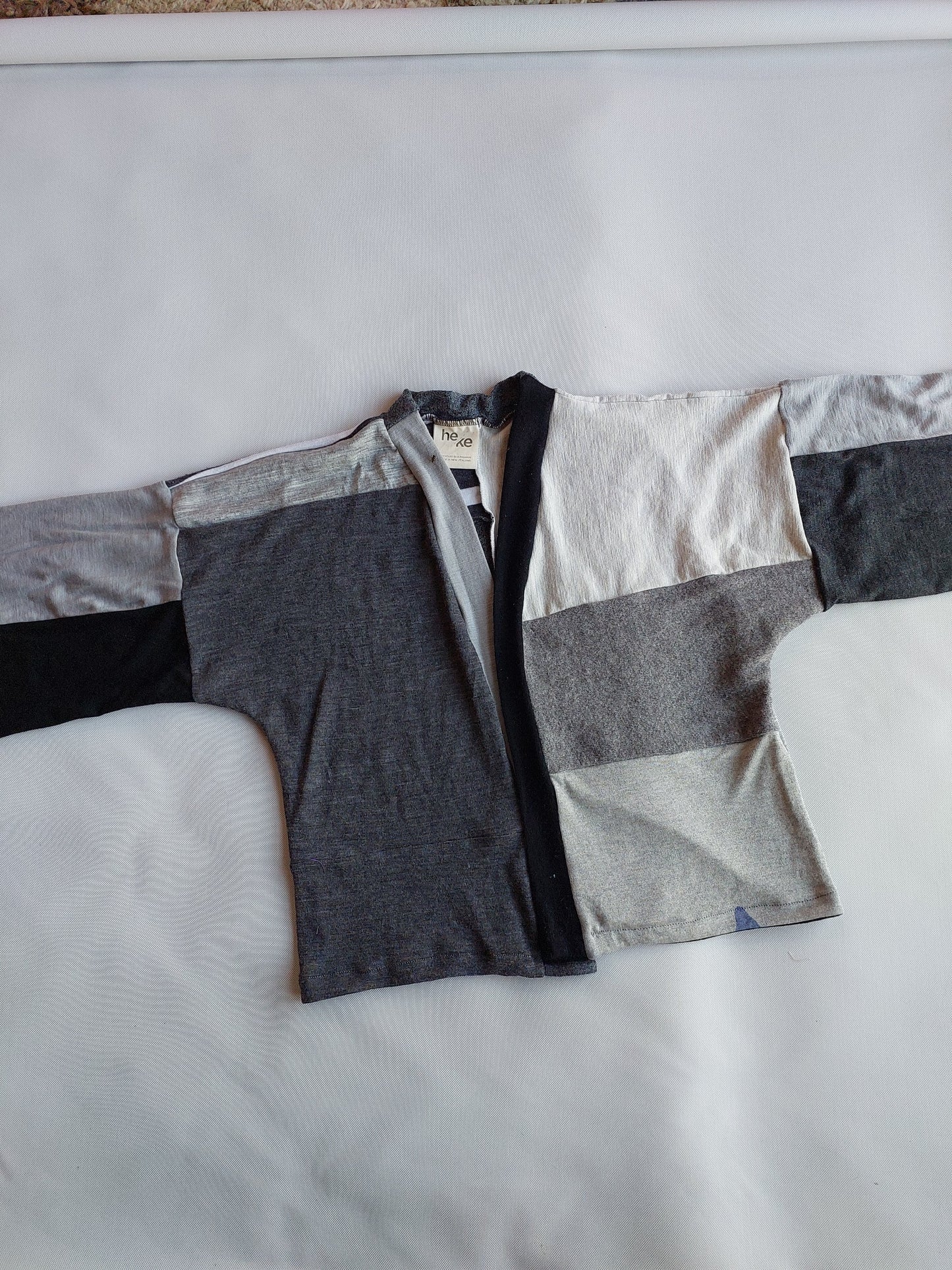 Upcycled Merino Wool Short Kimono shades of gray