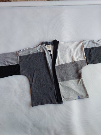 Upcycled Merino Wool Short Kimono shades of gray