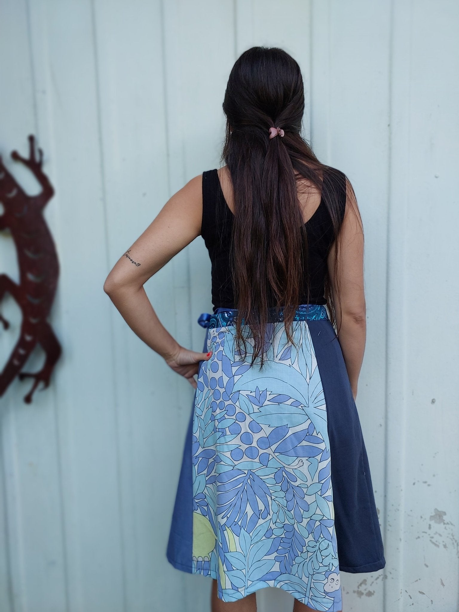 Blue to purple print wrap Skirt - Heke design