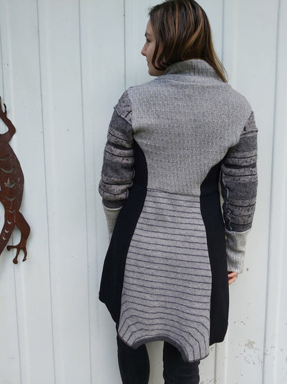 All wool Upcycled Sweatercoat  Greys