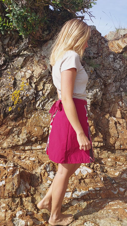 Dark pink print wrap  Skirt