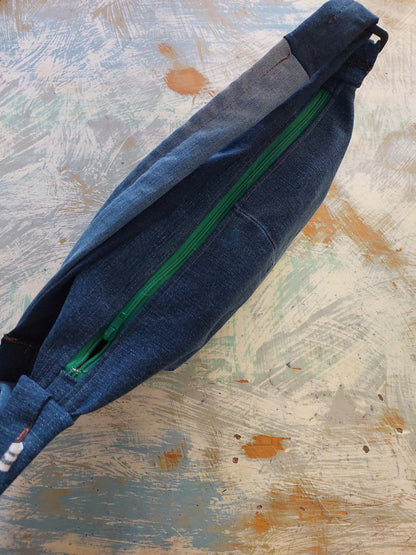 Upcycled denim sling/ cross body bag