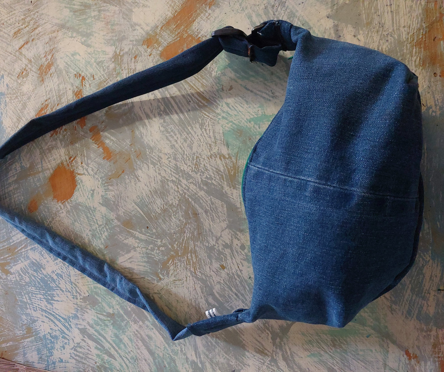 Upcycled denim sling/ cross body bag