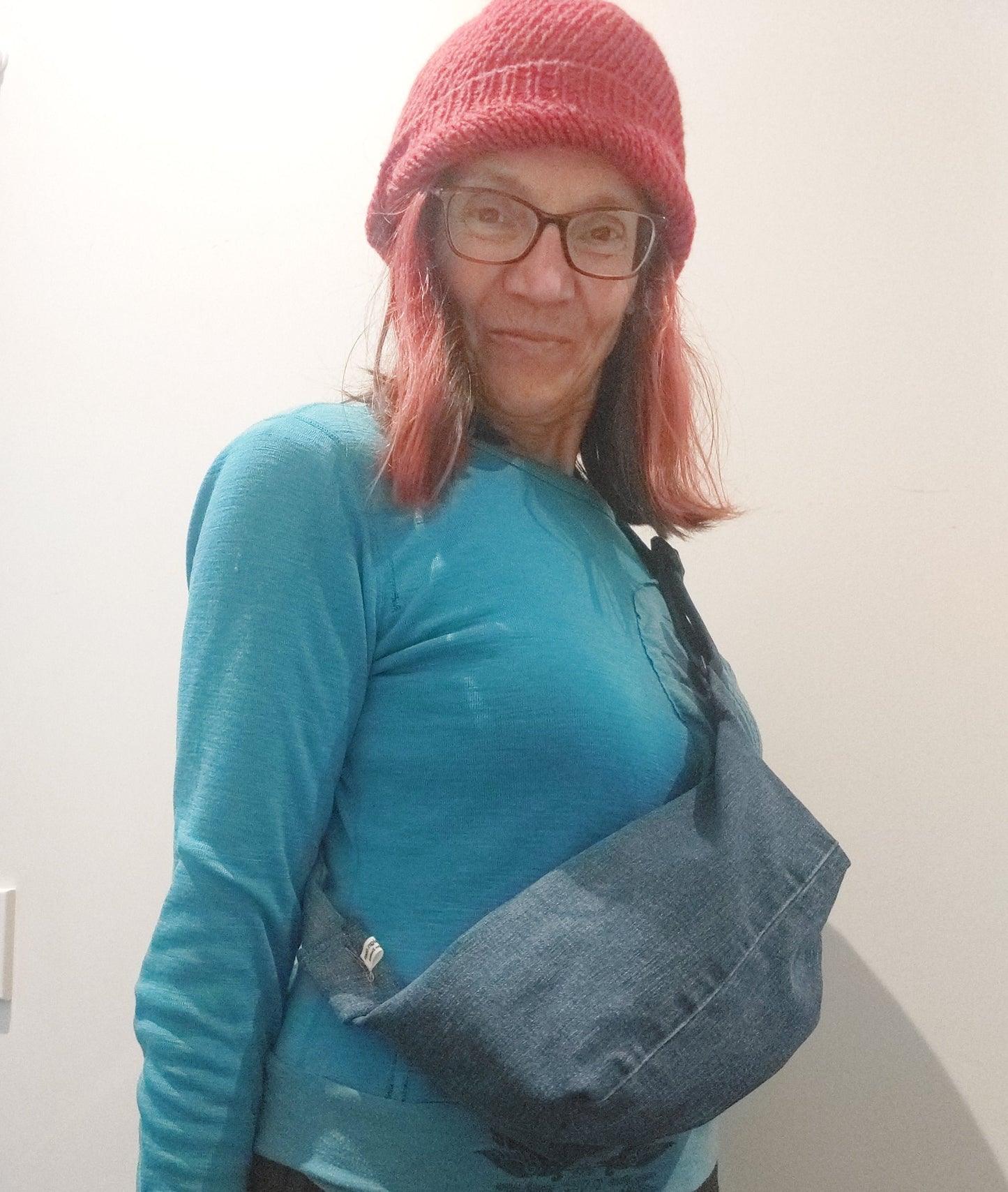 Upcycled denim sling/ cross body bag