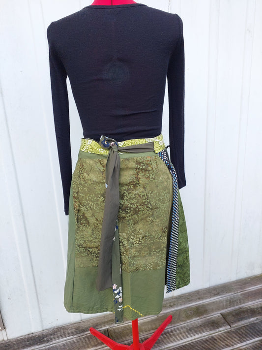 olive green , sage, kakhi upcycled wrap skirt