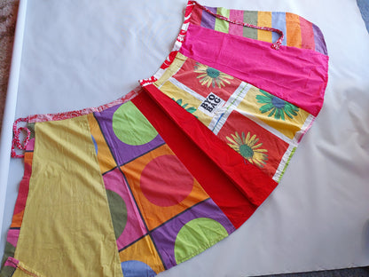 LONG wrap skirt bold red and pink