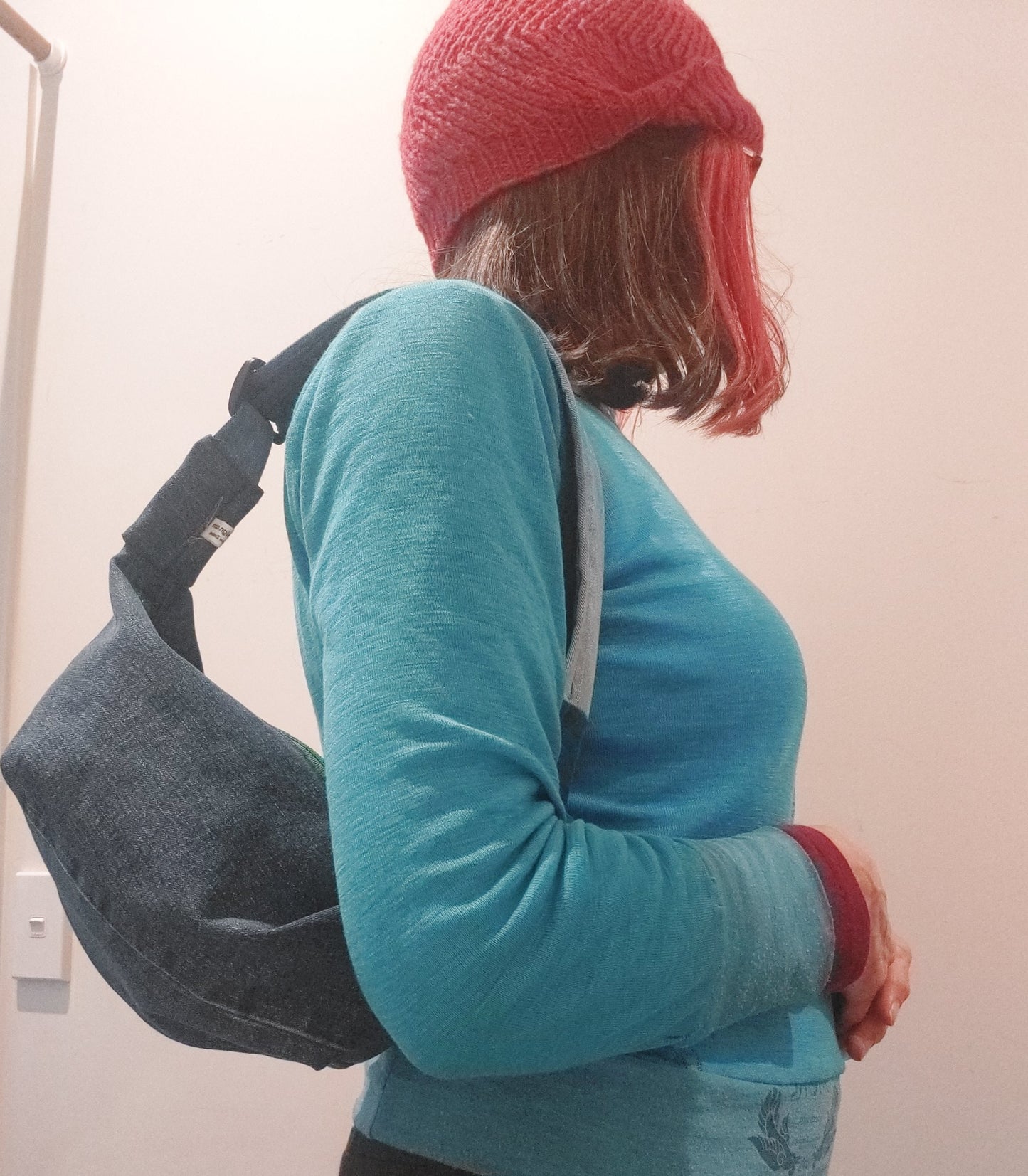 Upcycled denim sling/ cross body bag