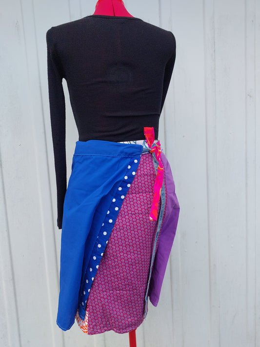 blue to purple and pink upcycled wrap skirt