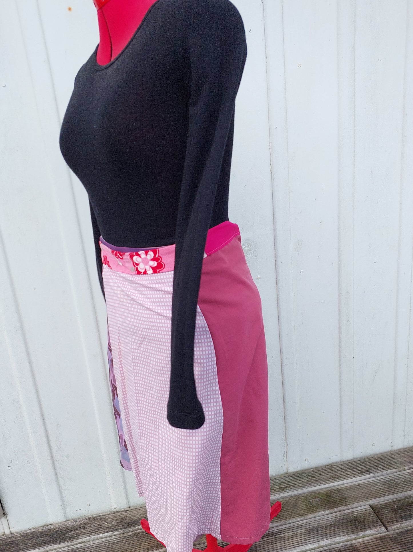 blue to purple and pink upcycled wrap skirt